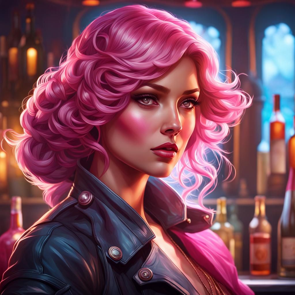 Boy with Rose in Bar, Hyperdetailed Portrait