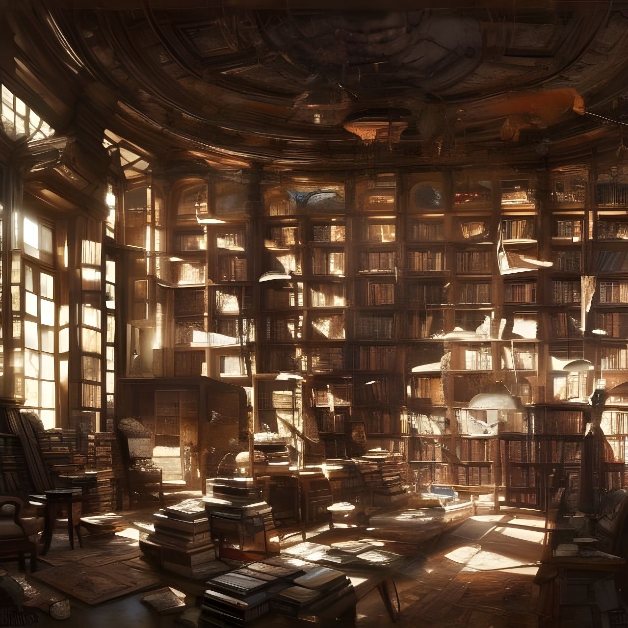 Soul Jars in Library: Digital Art by Burdisio