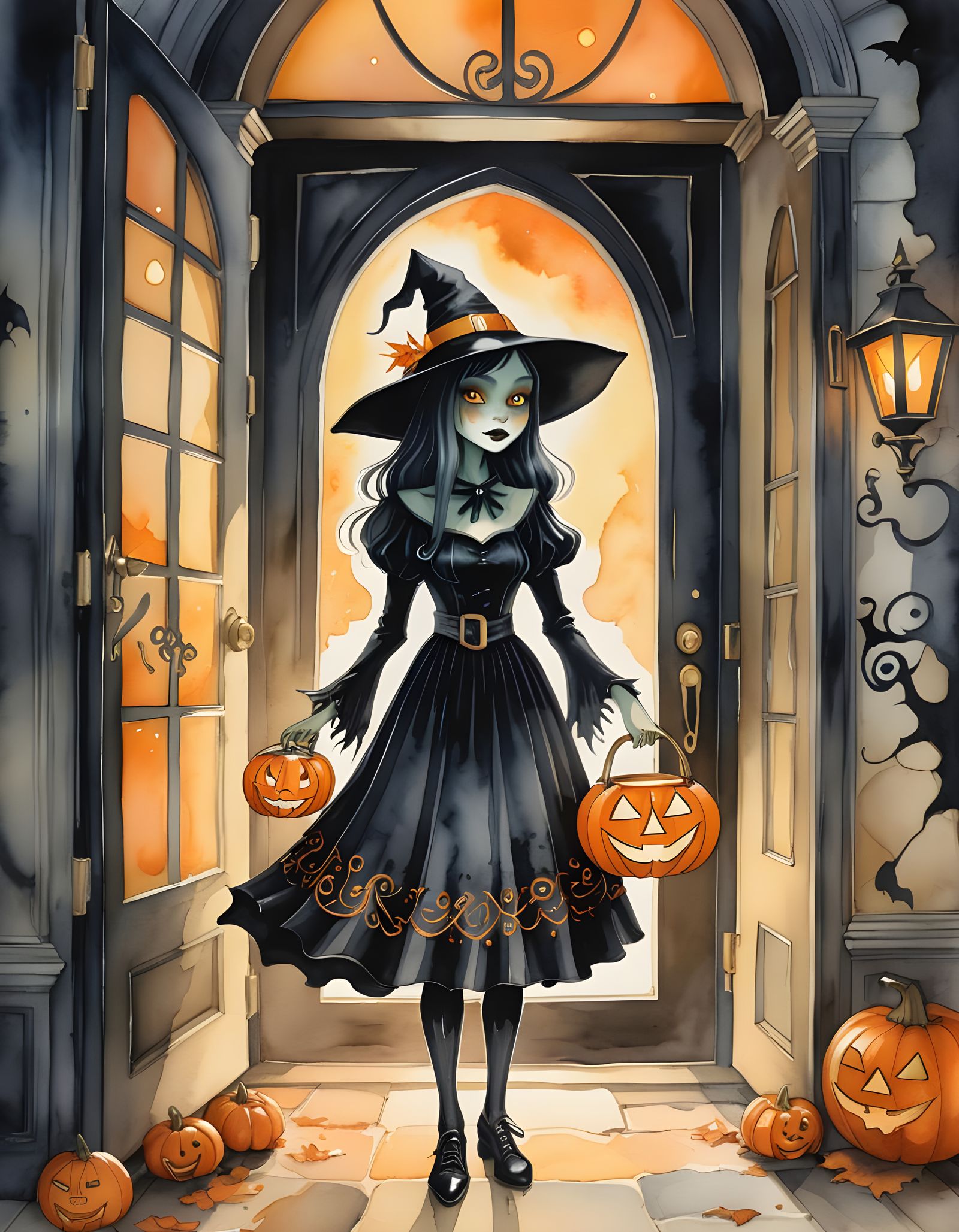 Whimsical Witch Pop-Up Book Illustration