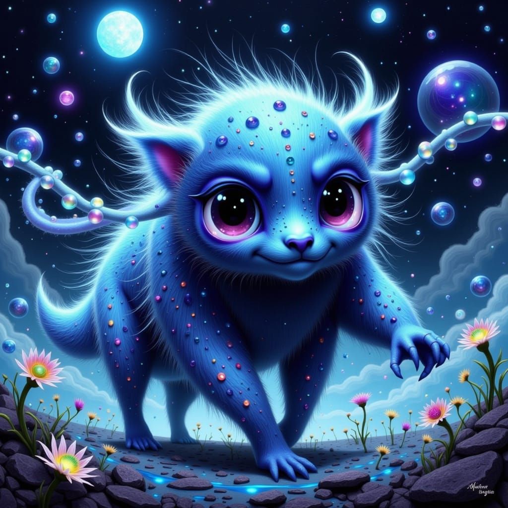 Mystical Indigo Fae in a Whimsical Dreamworld