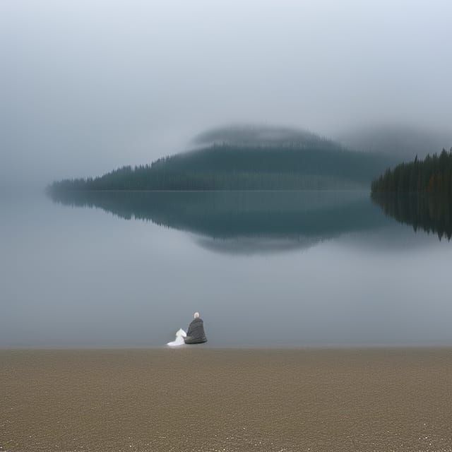 Lake Raabjorn reflects the ghost world fog