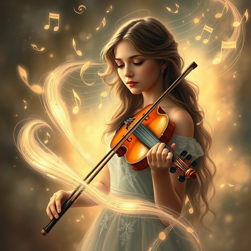 Ethereal Musician in a Whimsical Dreamworld
