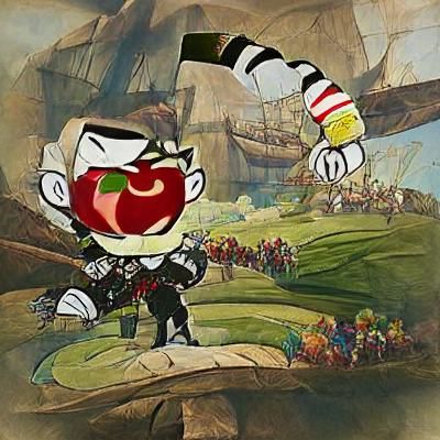 Cuphead Character in 1930s Cartoon Style