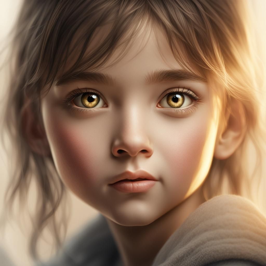 Expressive Girl Portrait in Hyperrealism