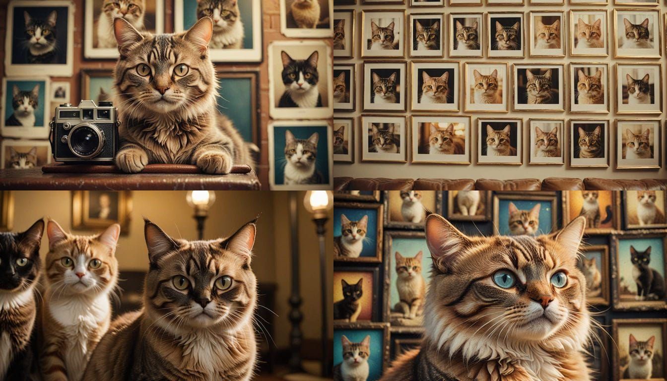 Hyperrealistic Wall of Cats Through the Ages