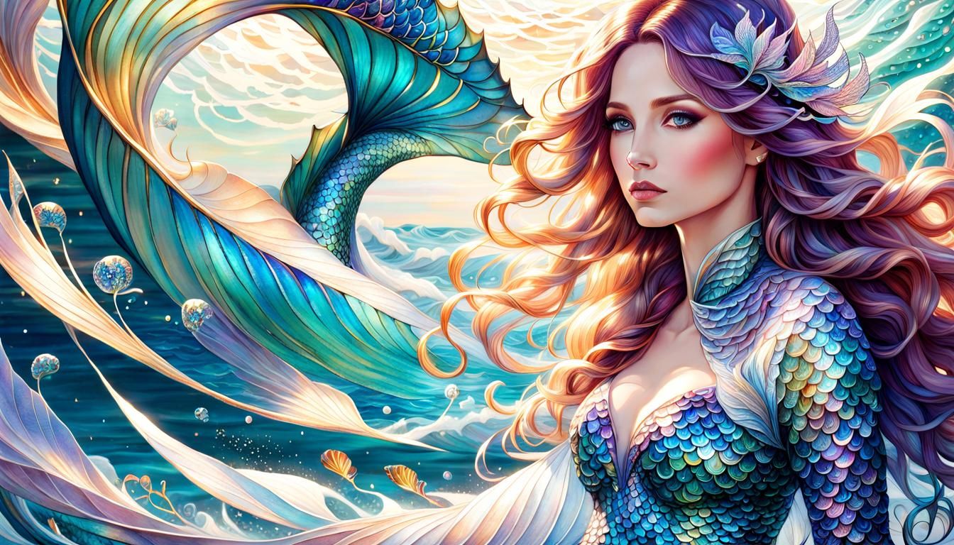 Fantasy Mermaid Portrait in Mythical Realism