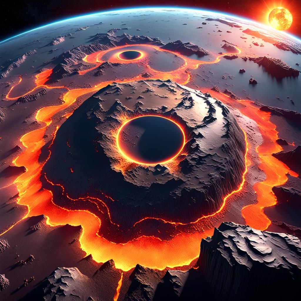 Magma Planet Split Apart in 3D Render