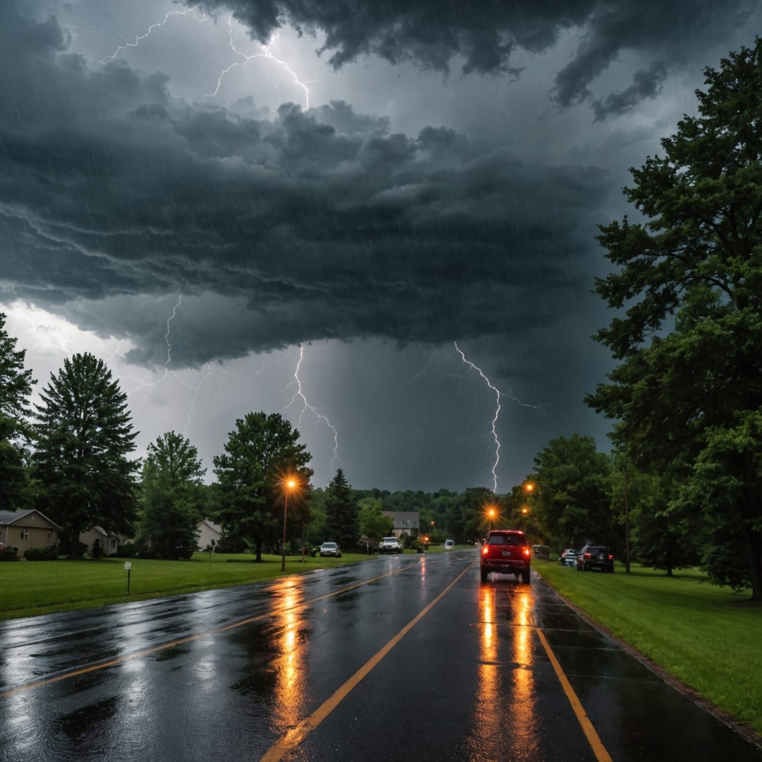 Summer Rain Storm: AI Generated Image