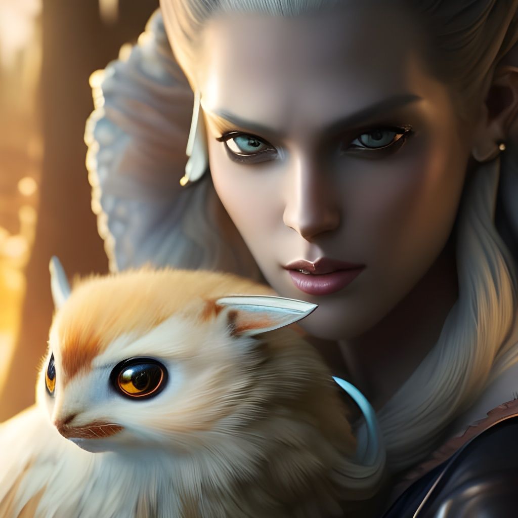 Woman and Cute Fantasy Furry