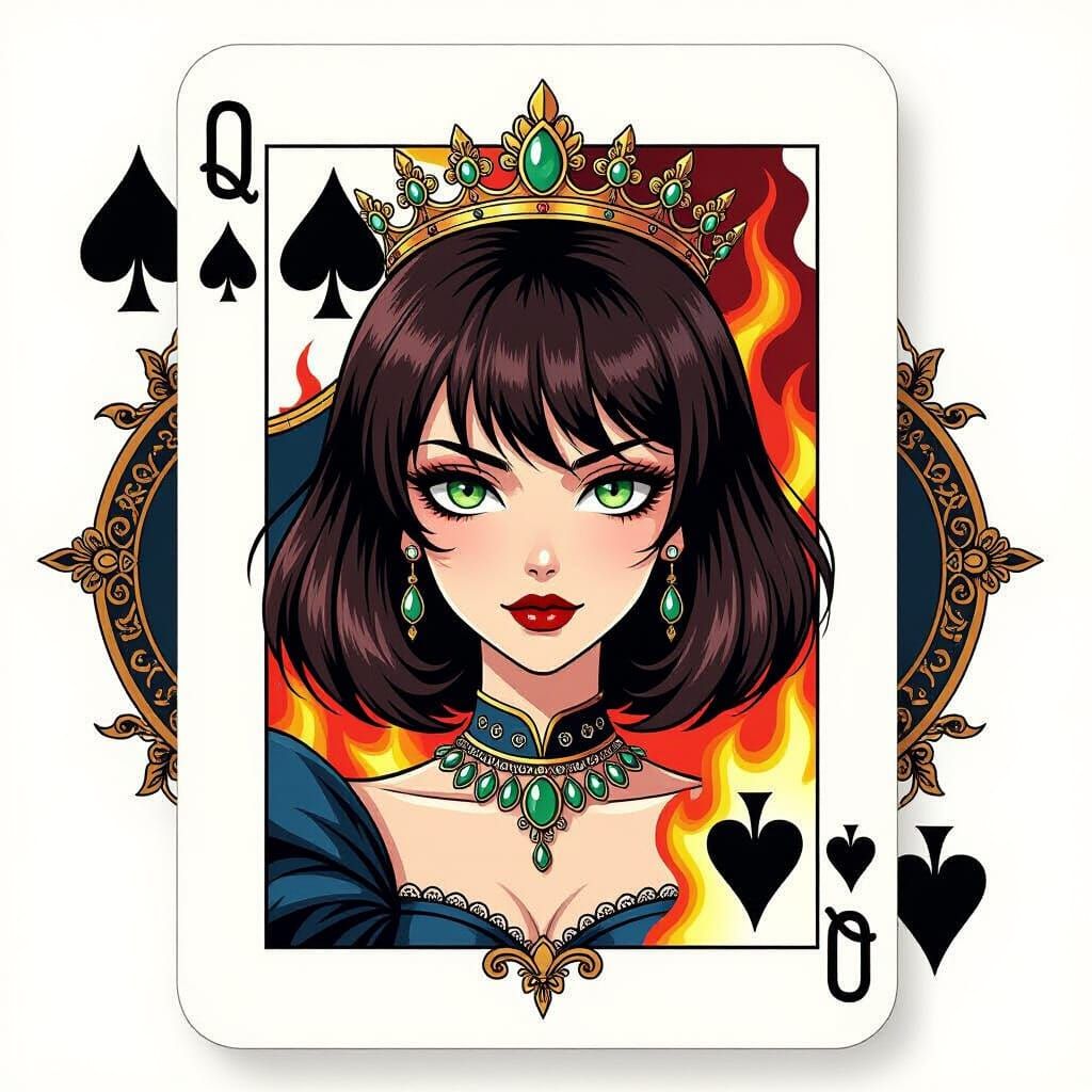 Furious Princess Emerging from Queen of Spades Card