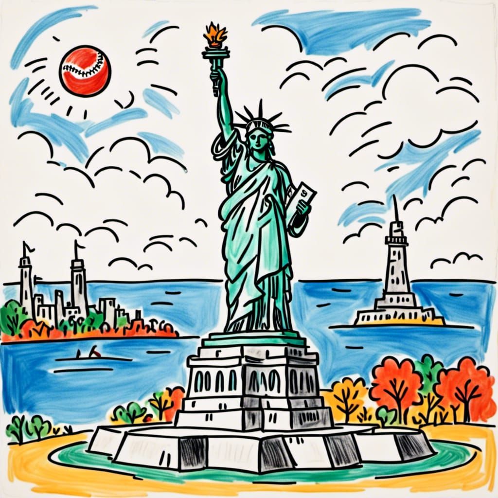 Statue of Liberty in Baseball Cap: Naive Art