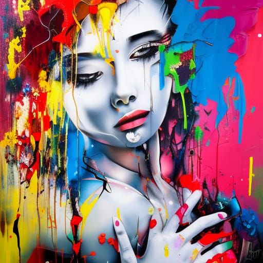 Colorful Graffiti Art with Polychromatic Splash Effects