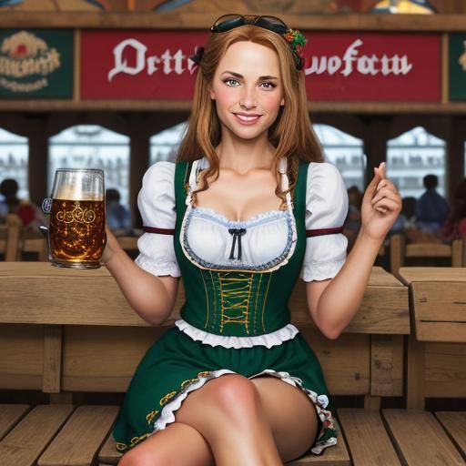 Oktoberfest Dirndl Model in Comic Book Art