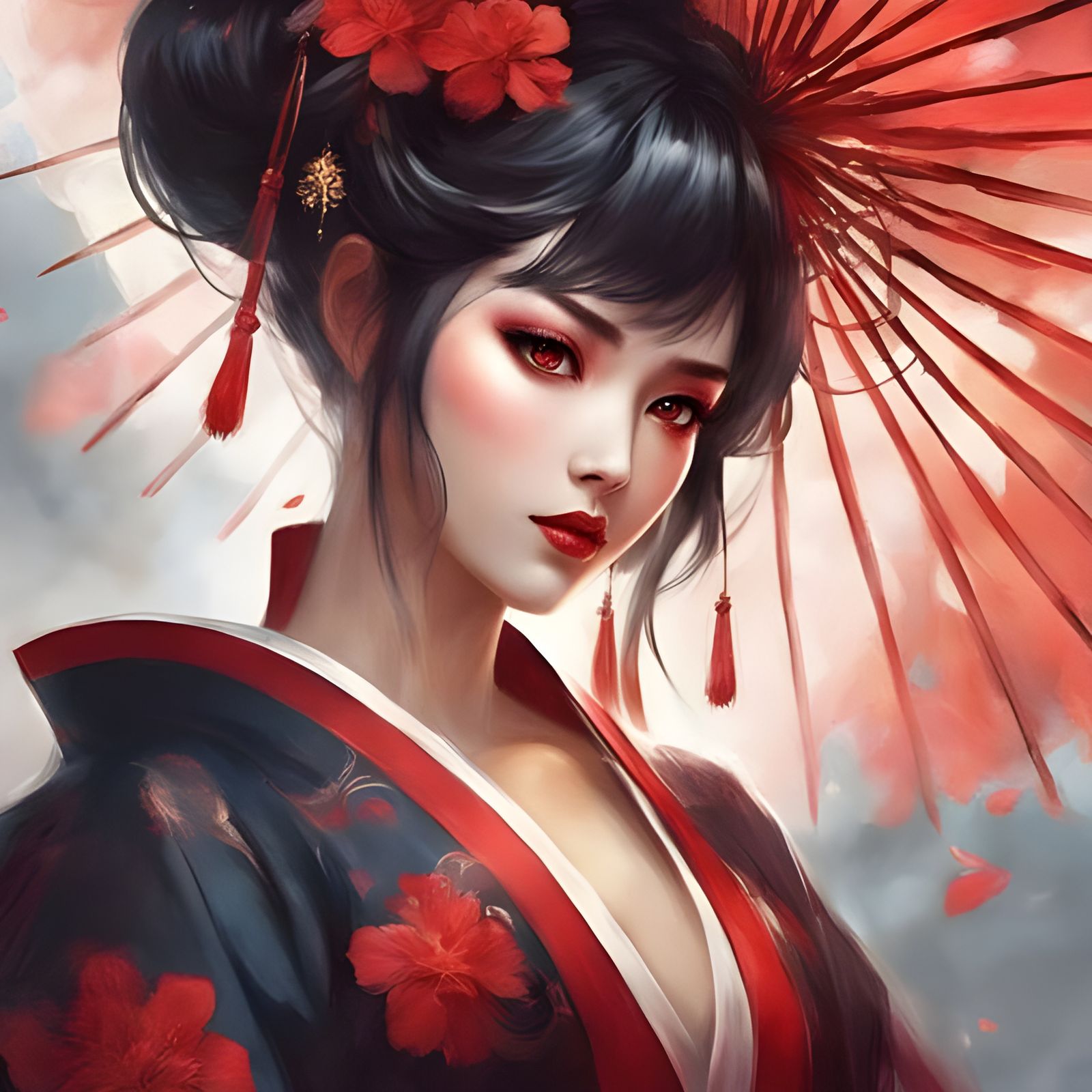 Creepy Beautiful Ghost Geisha Portrait