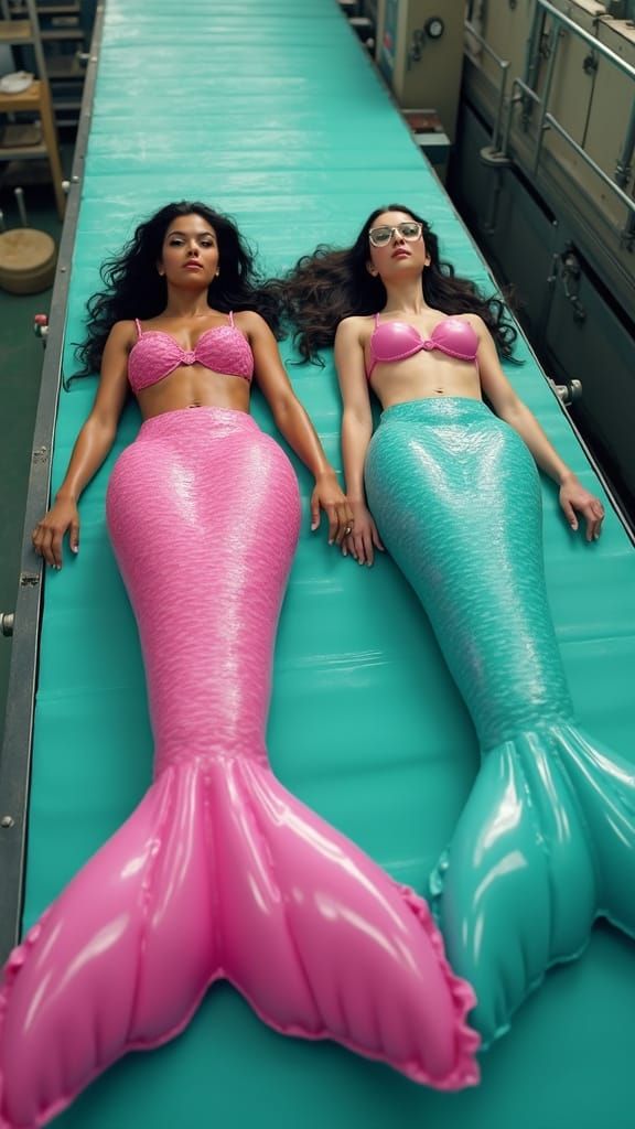 Women Transform to Mermaid Pool Toys