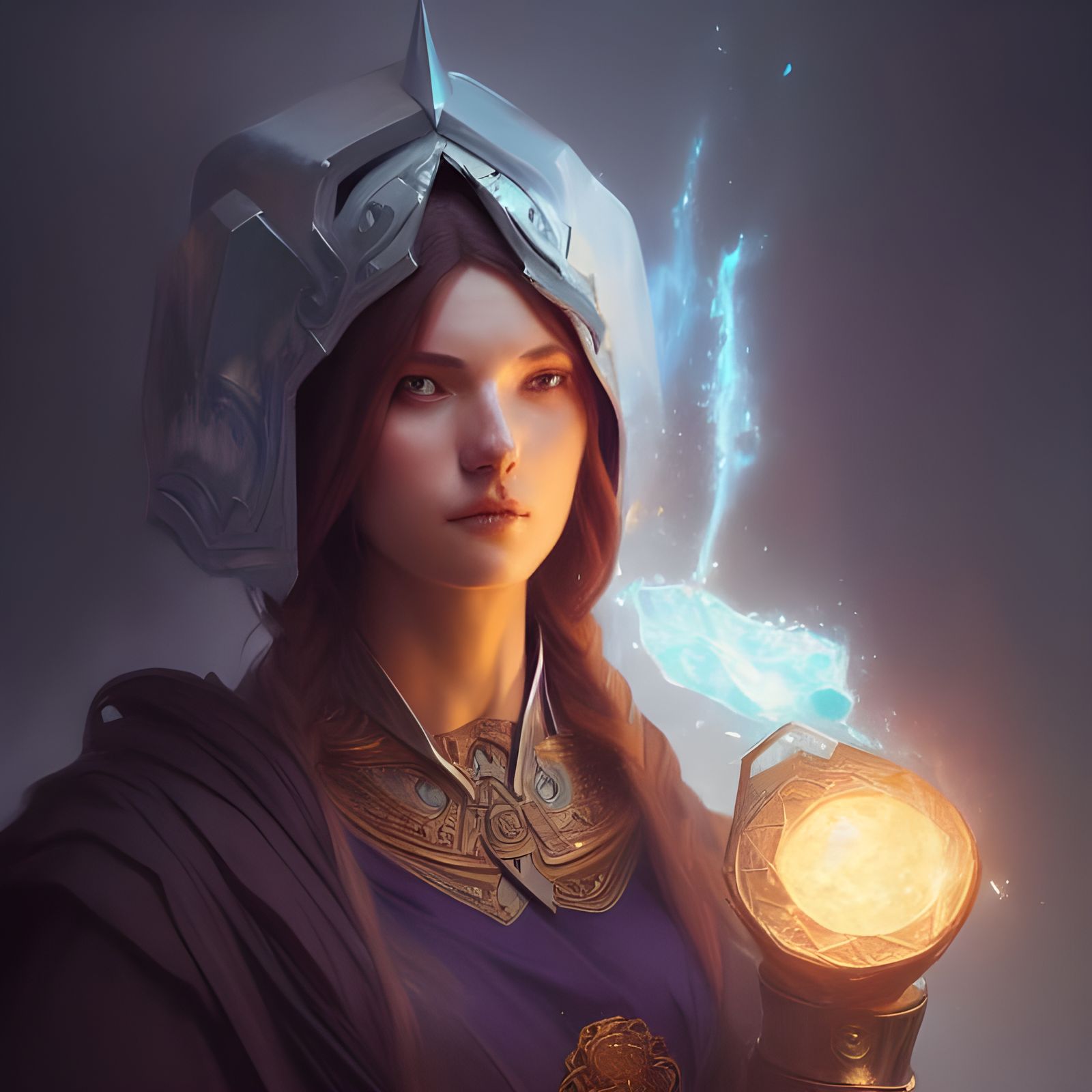 Photorealistic Female Mage Concept Art Portrait
