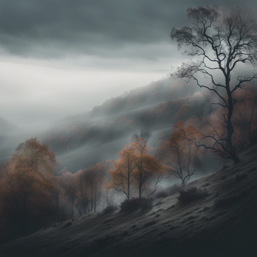 Autumn Hillside Landscape in Atmospheric Photography Style