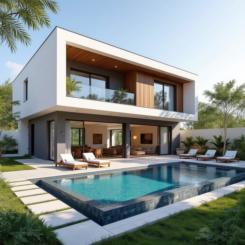 Modern House with Garden and Pool