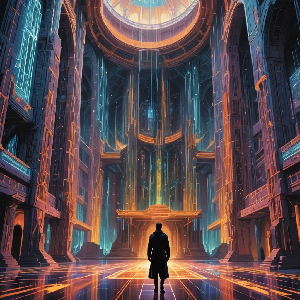 Pulsating Quantum Cathedral with Energetic Light, in Fantasy...