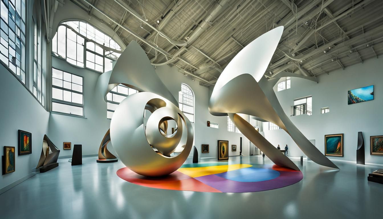 Surreal Art Gallery with Kinetic Sculptures