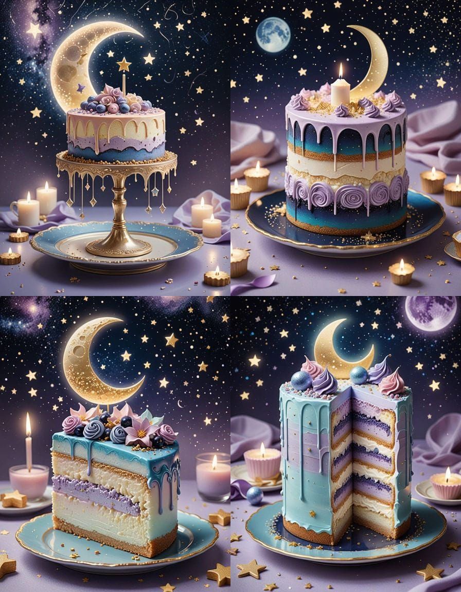 Celestial Cheesecake in Whimsical, Painterly Style