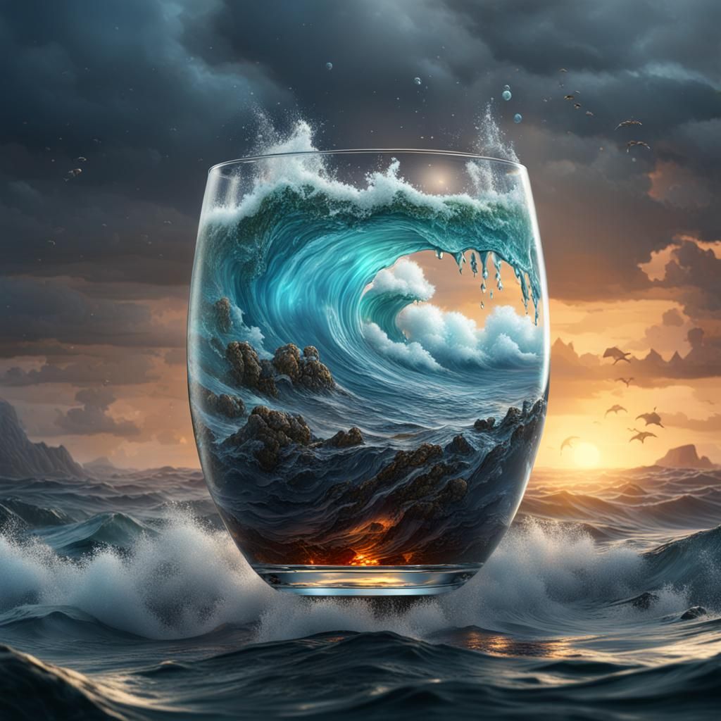 Stormy Sea in Glass: Detailed Fantasy Concept Art
