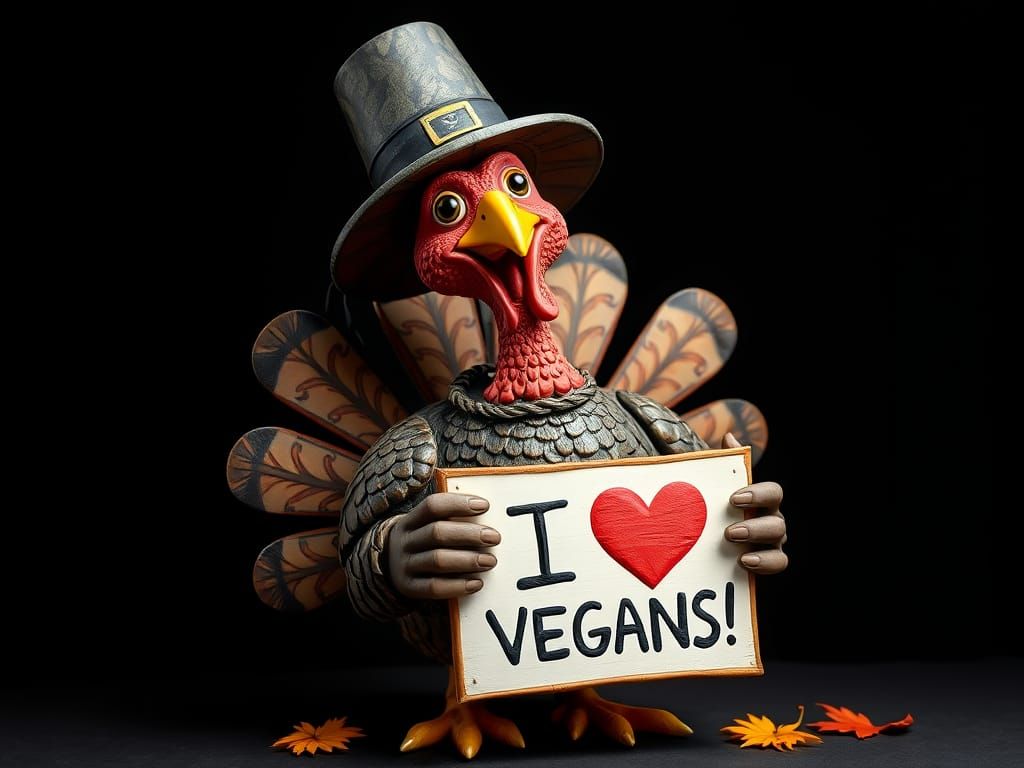 Festive Turkey Celebrates Thanksgiving with Vegan Message