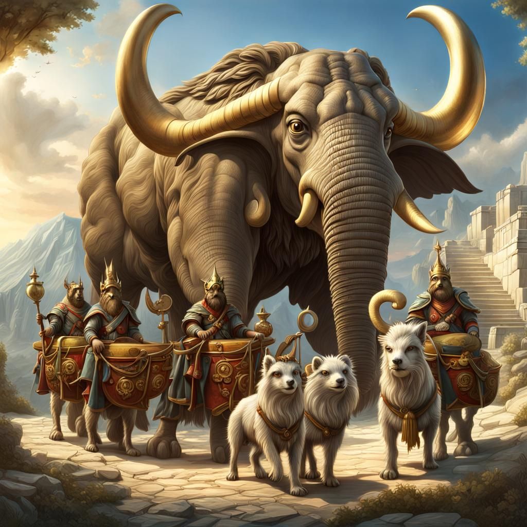 Animals Present Gifts to Gods: Digital Painting