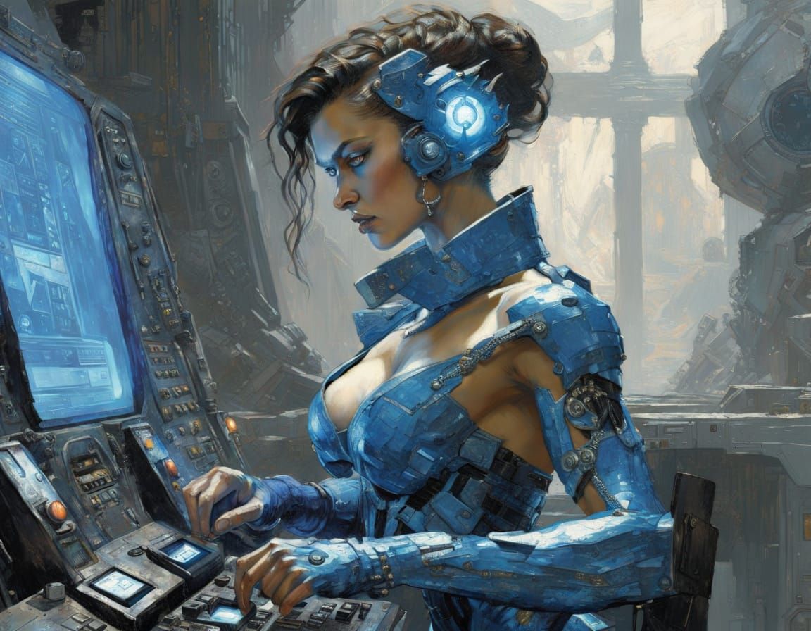 Cyberpunk Goddess Controls the Fates