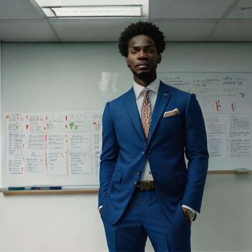 African American Businessman Presents Graph on Whiteboard