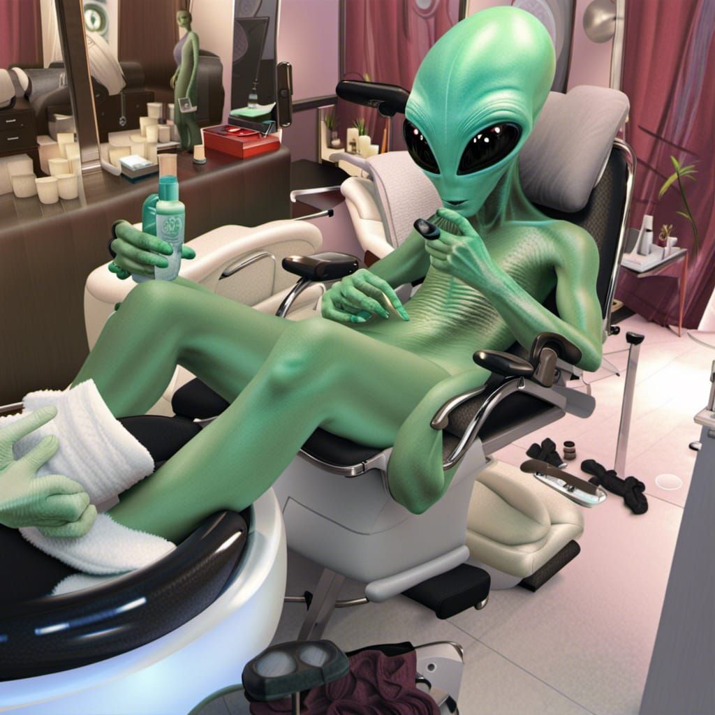 Alien Enjoying a Pedicure