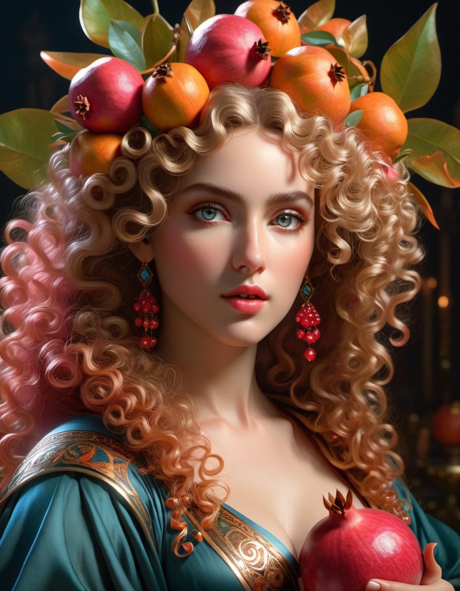 Persephone, Queen of the Underworld: Hyperrealistic Portrait