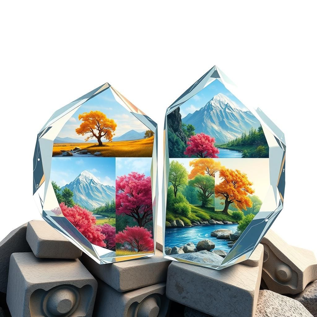 Seasons in Crystal: 3D Digital Art Landscapes
