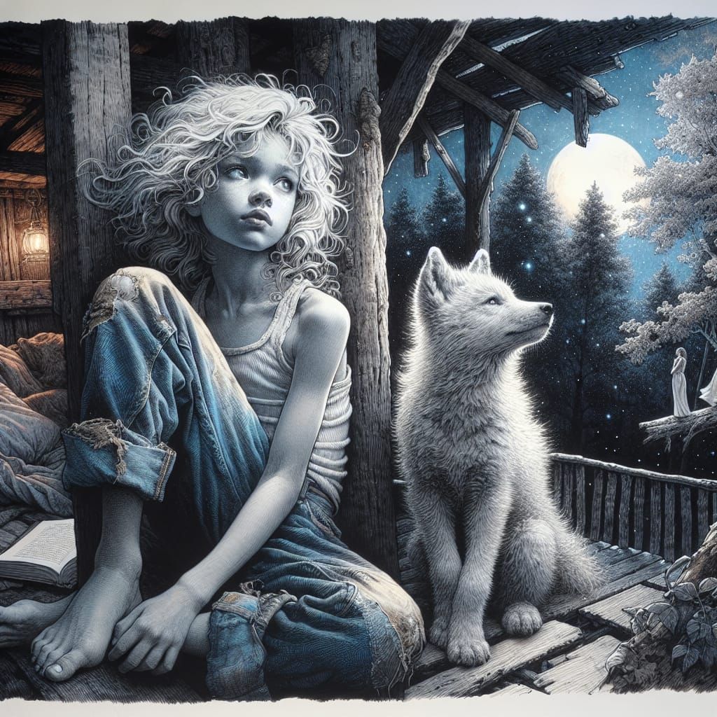 Under the starry moonlit sky, Aralyn and Nevia watching the ...