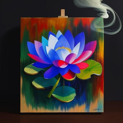 Smoke Lotus in Expressionist Impasto Oil Painting