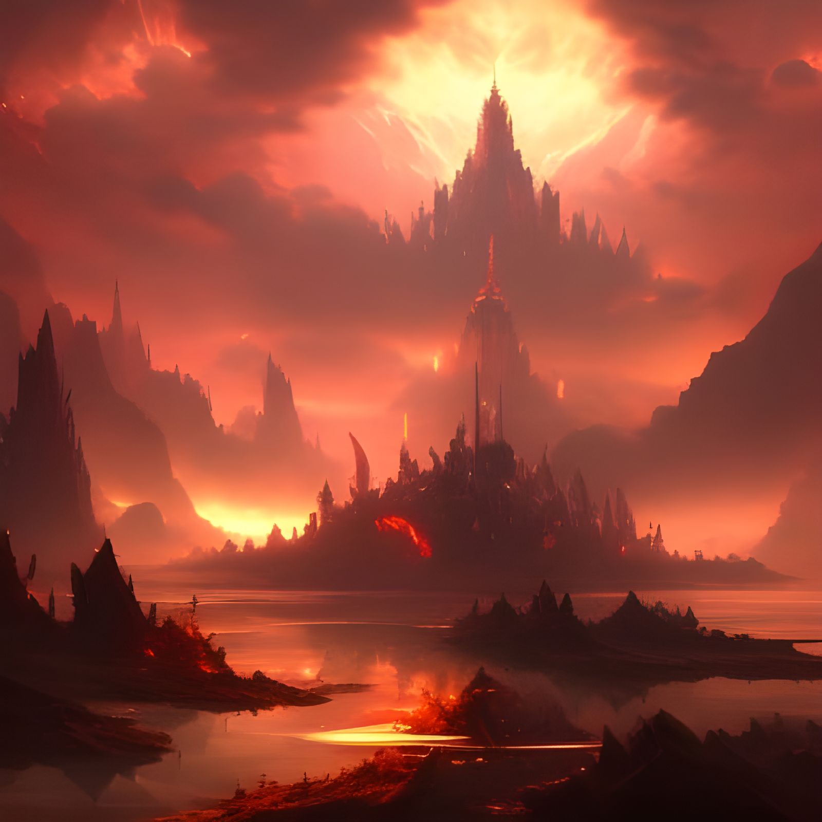 Dragons and Oni in a Detailed Sky Kingdom