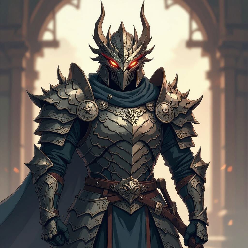 Medieval Warrior in Dragon Scale Armor, Manga Style