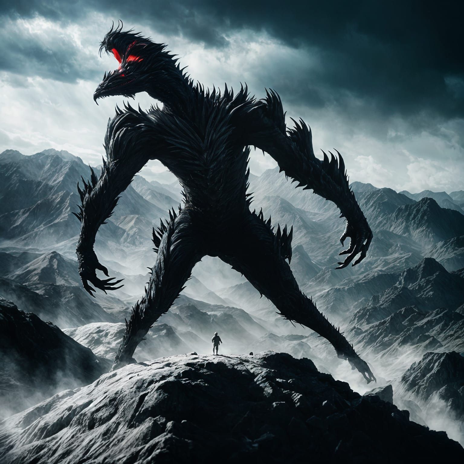 Ryuk on a Mountain: Dramatic Cinematic Film Still