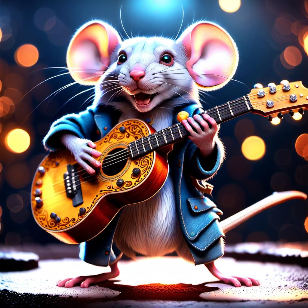 Mouse Rock Star in Hyperrealistic Detail
