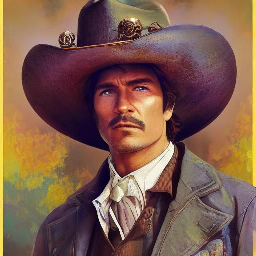 Cowboy Portrait in Western Style, Detailed Concept Art