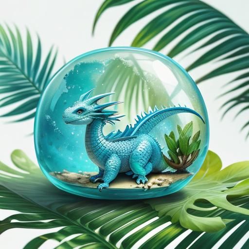 Tiny Dragon and Coconut: Whimsical Splash Art