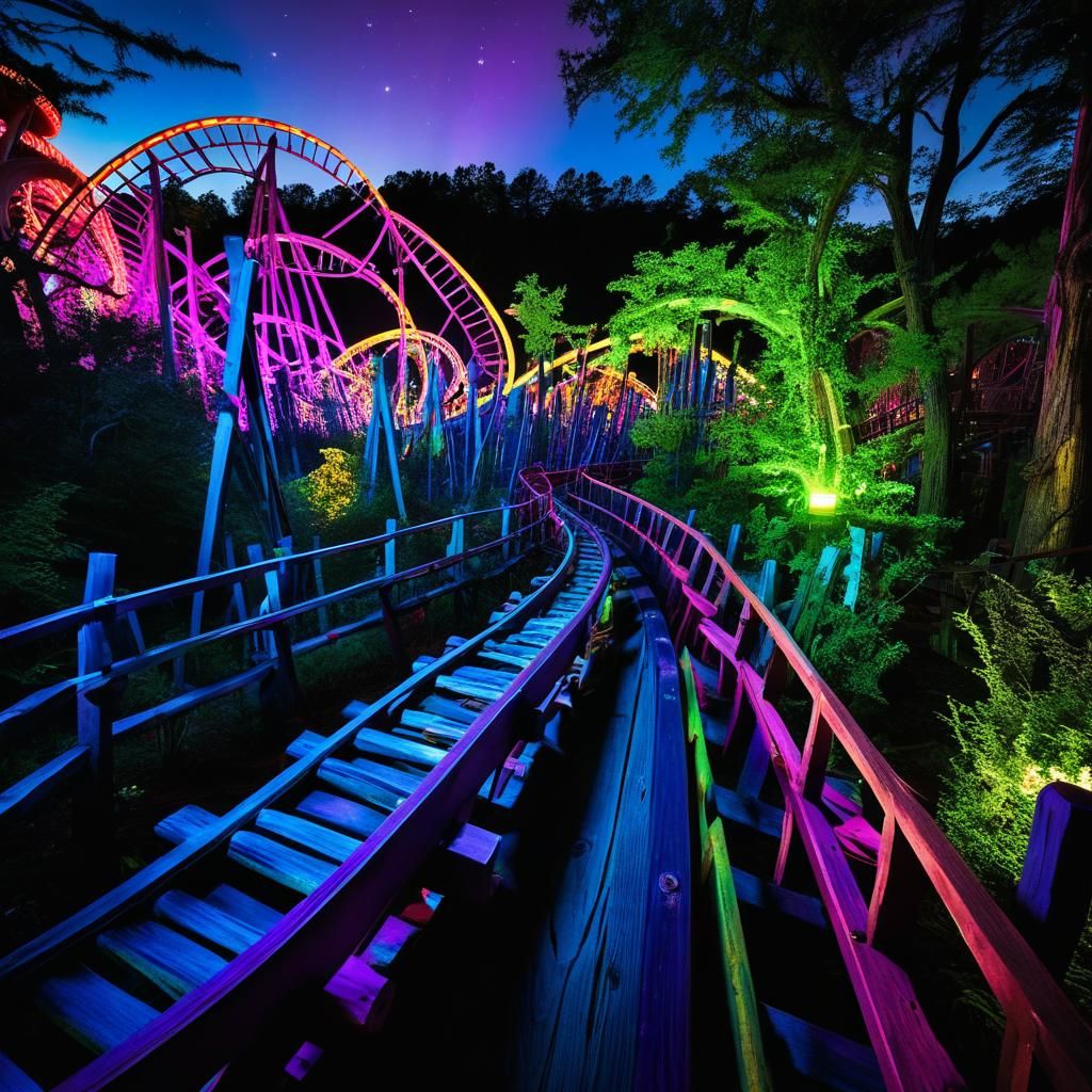 Abandoned Theme Park Overrun with Ghosts in Cosmic Colors