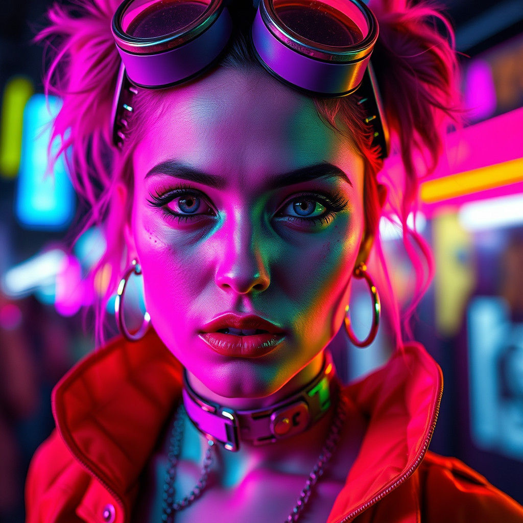 Biopunk Woman in Glaring Vibrant Color