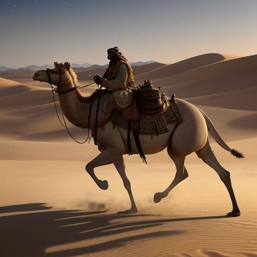 Camel Serenade in Mystical Desert Landscape