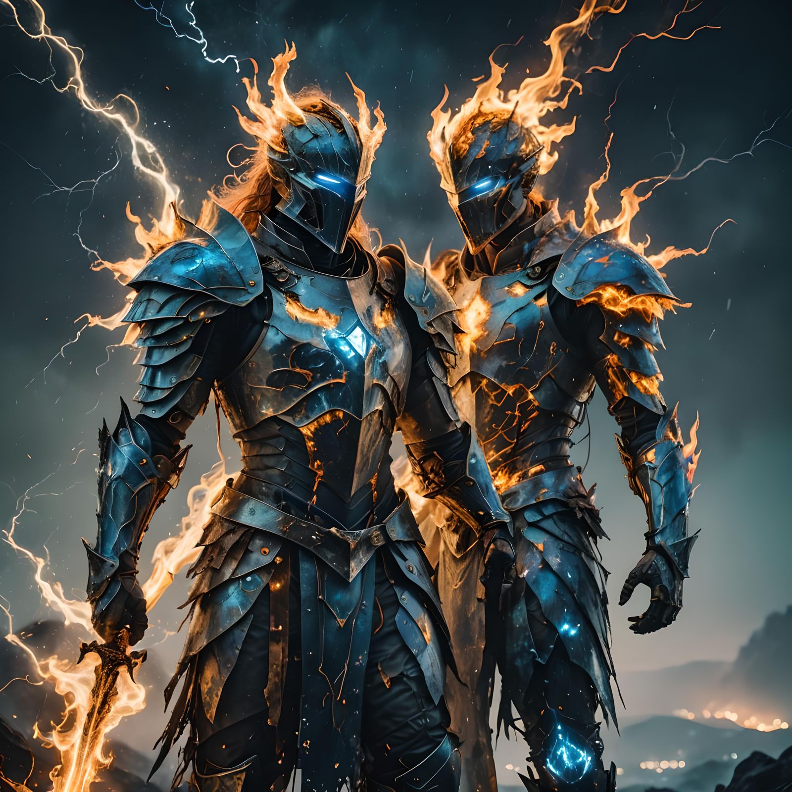 Elemental Knight with Fire and Ice Blades