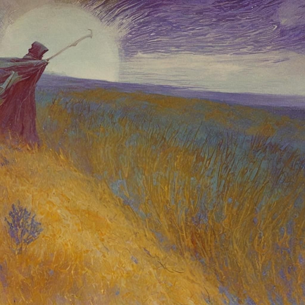 Ethereal Hooded Figure in Dark Surrealism Landscape