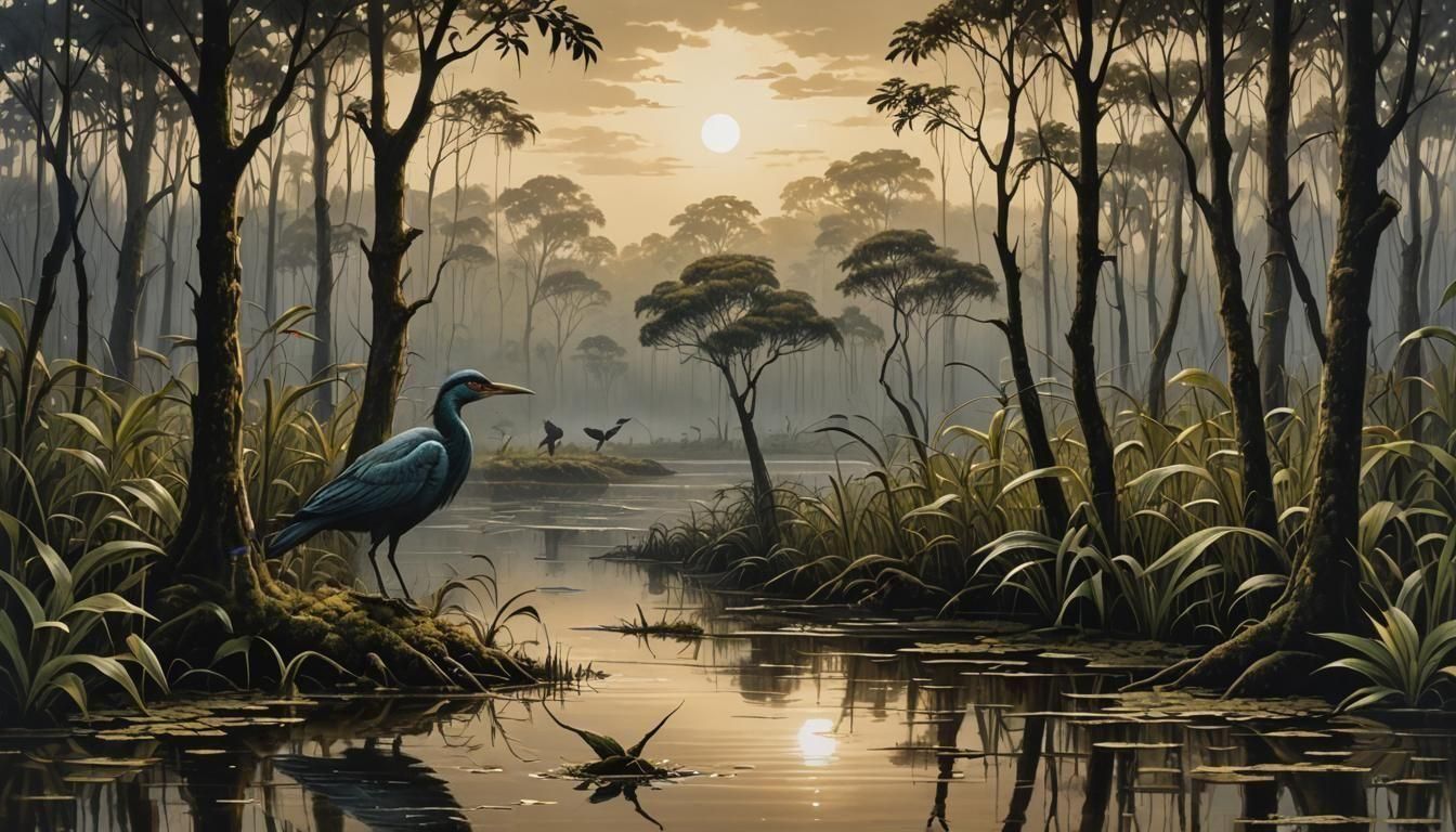 Roseate Spoonbill in Louisiana Marshland