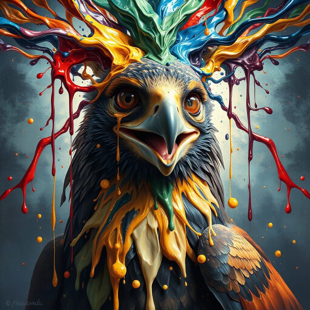 Futuristic Bird of Prey in Surreal CGI Airbrush Art