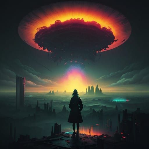 Girl in Window Contemplates Post-Apocalyptic Ruin