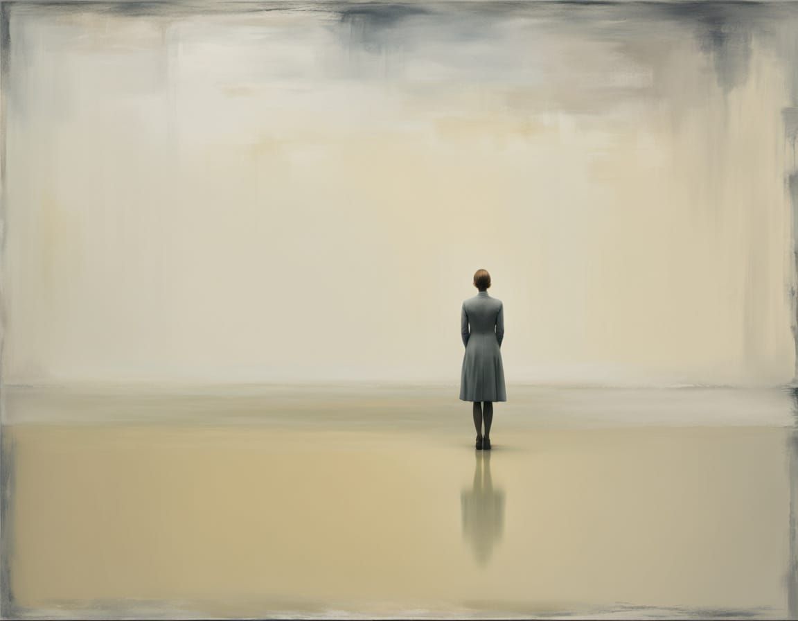 Poetic Sadness: Expressionist Oil Painting in Sfumato Style